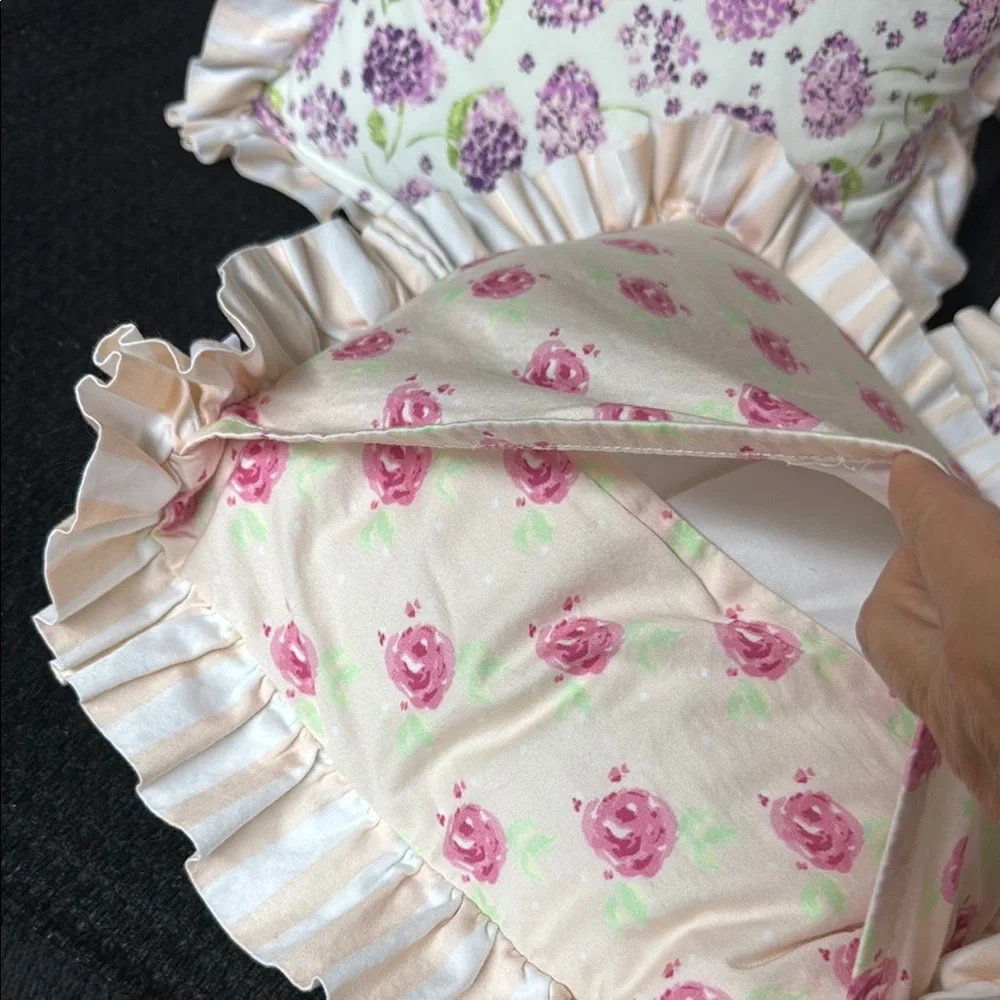 Floral Ruffled Throw Pillows (3)